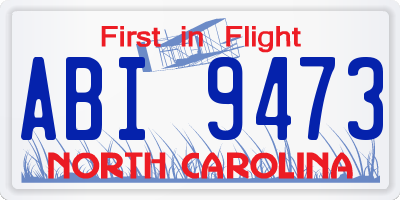 NC license plate ABI9473