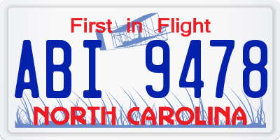 NC license plate ABI9478
