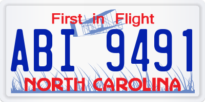 NC license plate ABI9491