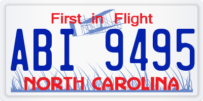 NC license plate ABI9495