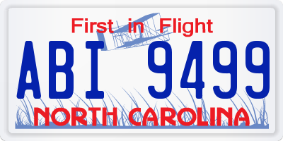 NC license plate ABI9499