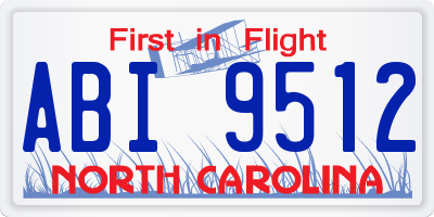 NC license plate ABI9512