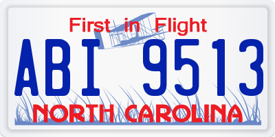 NC license plate ABI9513