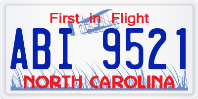NC license plate ABI9521