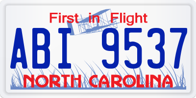 NC license plate ABI9537