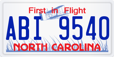 NC license plate ABI9540