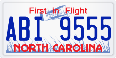 NC license plate ABI9555