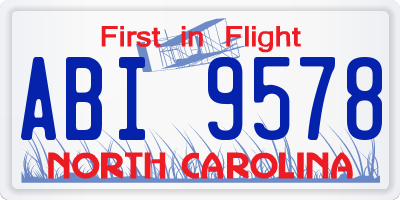 NC license plate ABI9578