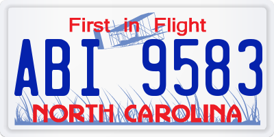 NC license plate ABI9583