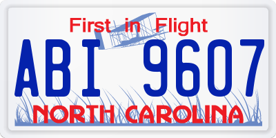 NC license plate ABI9607