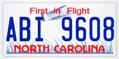 NC license plate ABI9608
