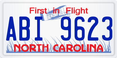 NC license plate ABI9623