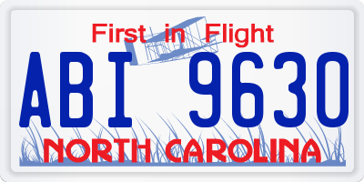 NC license plate ABI9630