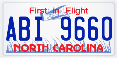 NC license plate ABI9660