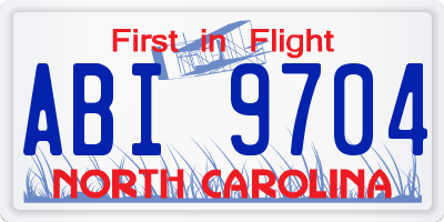 NC license plate ABI9704