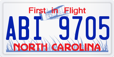 NC license plate ABI9705