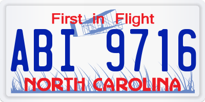 NC license plate ABI9716