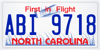 NC license plate ABI9718