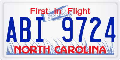 NC license plate ABI9724