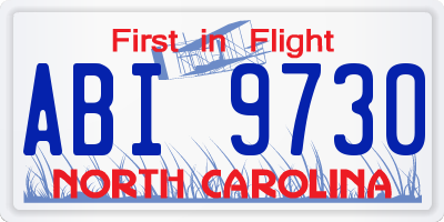 NC license plate ABI9730