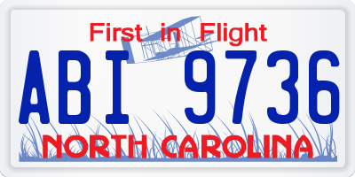 NC license plate ABI9736