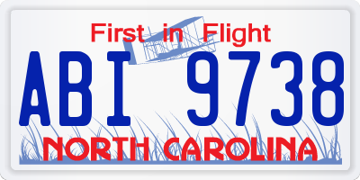 NC license plate ABI9738
