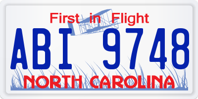 NC license plate ABI9748