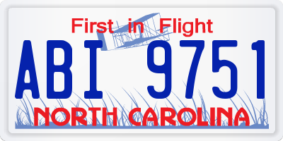 NC license plate ABI9751