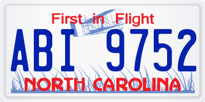 NC license plate ABI9752