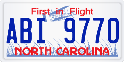 NC license plate ABI9770