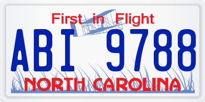 NC license plate ABI9788