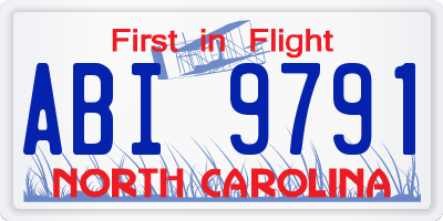 NC license plate ABI9791