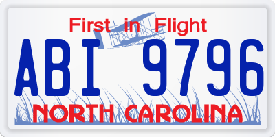 NC license plate ABI9796