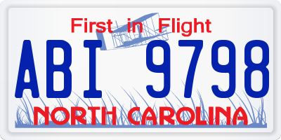 NC license plate ABI9798