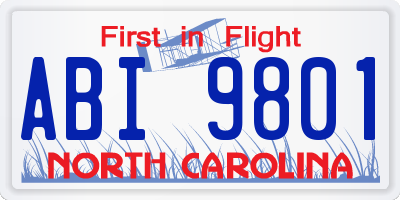 NC license plate ABI9801