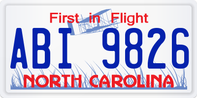 NC license plate ABI9826