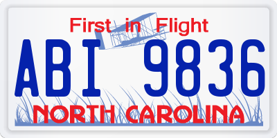 NC license plate ABI9836