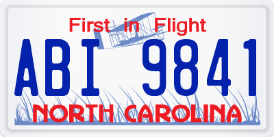 NC license plate ABI9841