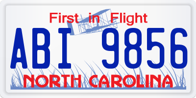 NC license plate ABI9856