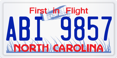 NC license plate ABI9857