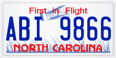 NC license plate ABI9866