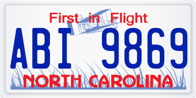 NC license plate ABI9869