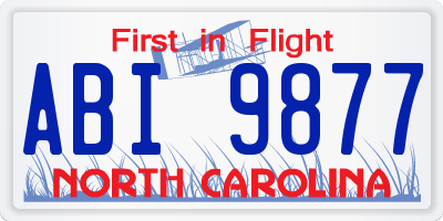 NC license plate ABI9877
