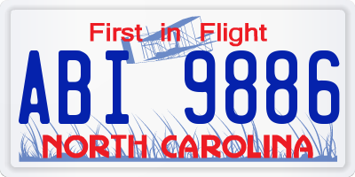 NC license plate ABI9886
