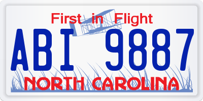 NC license plate ABI9887