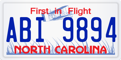 NC license plate ABI9894