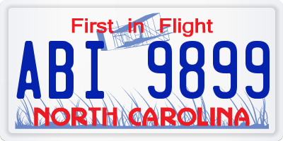 NC license plate ABI9899