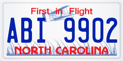 NC license plate ABI9902