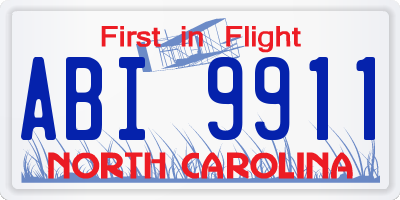 NC license plate ABI9911