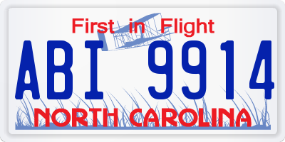 NC license plate ABI9914